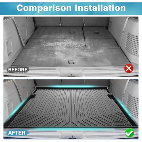 Image of Mixsuper Custom Fit for Cargo Liner 2003-2017 Ford Expedition /Lincoln Navigator (No EL or L Models) Behind The 2nd Row Seats All Weather Rear Cargo Trunk Floor Mat