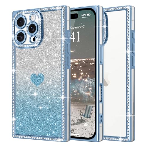 ROSEHUI Glitter Case for iPhone 16 Pro Max Clear Bling Diamonds Heart Cover