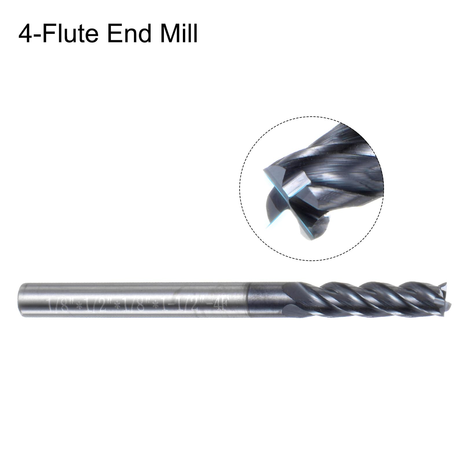 QUARKZMAN 5pz Fresa 1/8" x 1/2" 4 Scanalature Eliche Eliche Eliche in Acciaio al Tungsteno Dritto per Fresatura CNC per Alluminio Taglio Acciaio Lavorazione Metalli