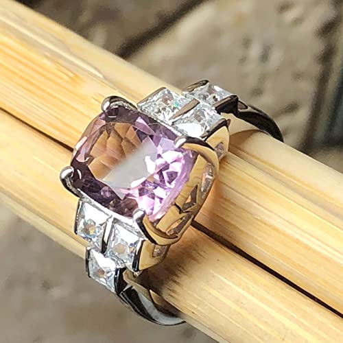 Natural Purple Amethyst 925 Solid Sterling Silver Engagement Ring Size 9 #TOP2