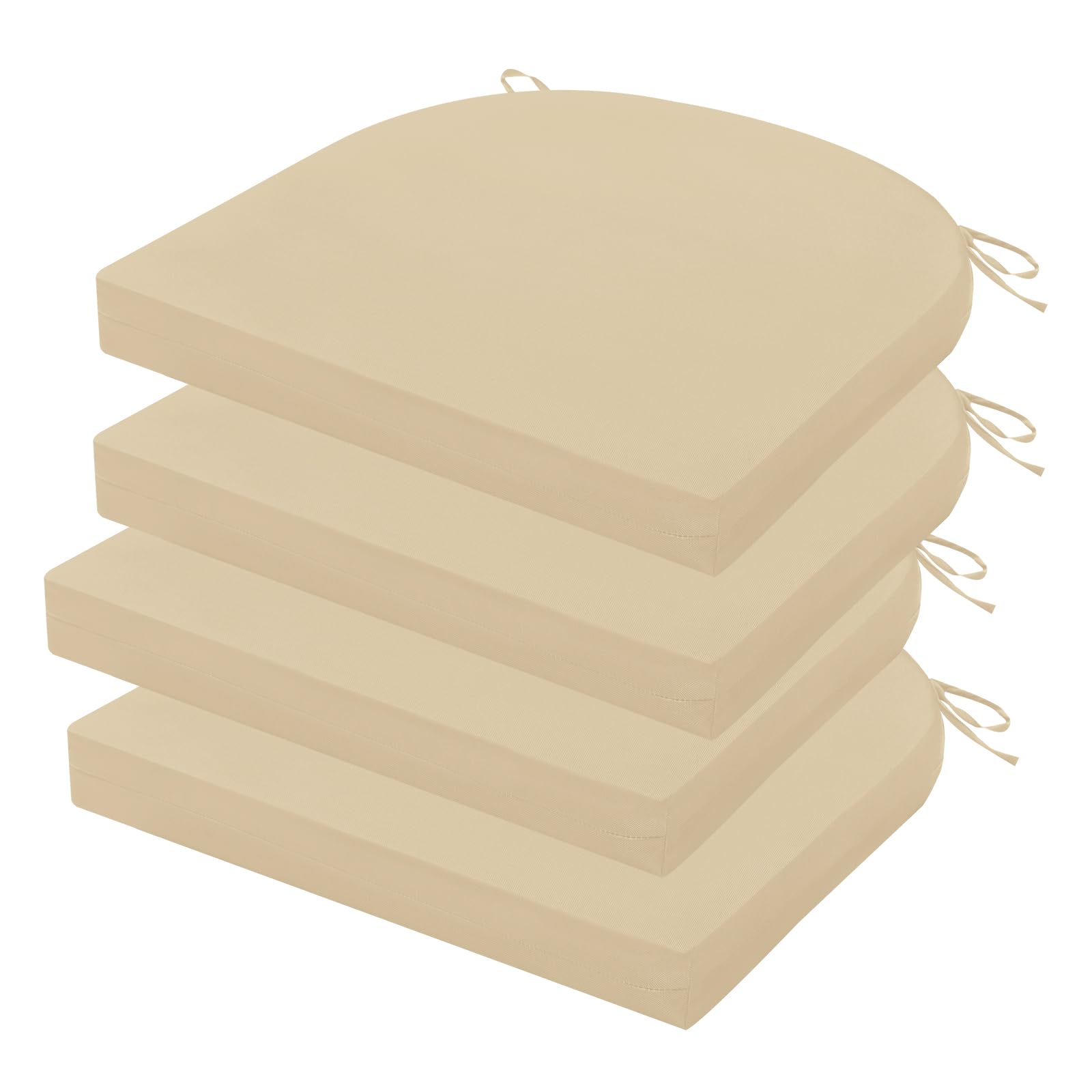 HOMELYSIAN Outdoor Chair Cushions Set of 4, 17x16x2 Inch Patio Furniture Cushions, Water Resistant, Non-Slip Ties (Beige)