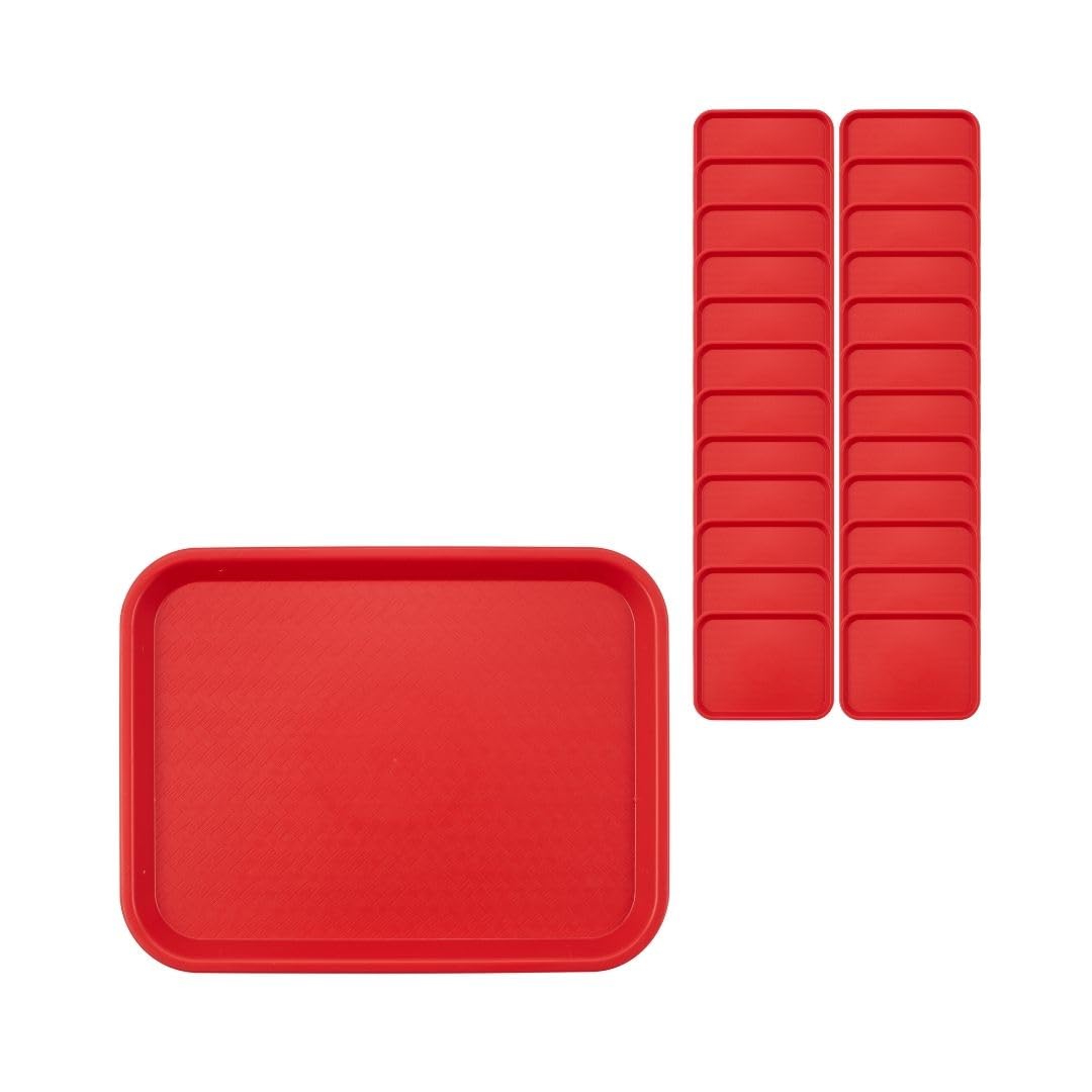 Carlisle FoodService Products CT101405 Bandeja de Plástico Estándar para Cafetería/Comida Rápida, Certificada NSF, Libre de BPA, 35X25 cm, Rojo (Paquete de 24)