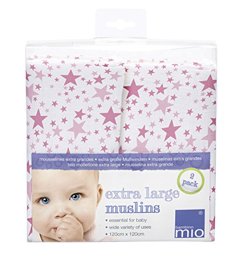 Bambino Mio Blue Stars - Muselinas, 120 x 120 cm, pack de 2 unidades
