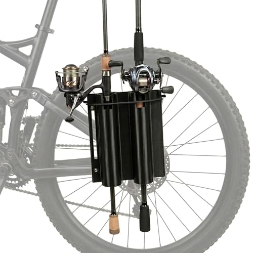 NeonVrs Bike Fishing Rod Holder Fishing Rod Holder for Bike Frame Bicycle Fishing Pole Holder with Stainless Steel R-Clamps & Elastic Straps Secure Bicycle Rod Holder Fits Most Rods with Reels