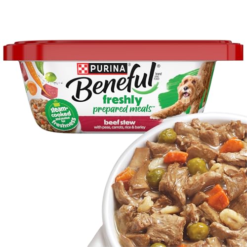 Purina Beneful Wet Dog Food Freshly Prepared Meals Beef Stew with Peas, Carrots, Rice, and Barley - (Pack of 8) 10 oz. Tubs