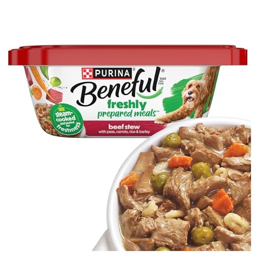 Purina Beneful Wet Dog Food Freshly Prepared Meals Beef Stew with Peas, Carrots, Rice, and Barley - (Pack of 8) 10 oz. Tubs
