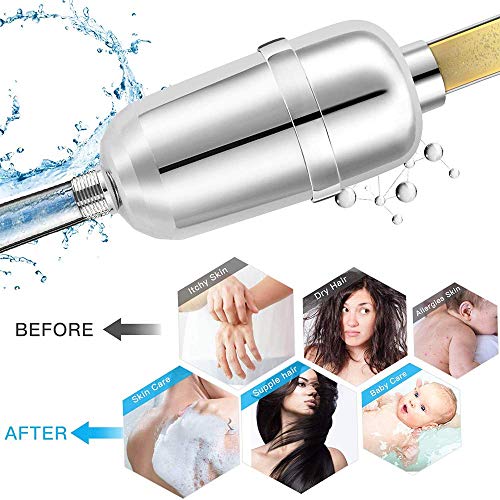 Image of Grofilo High-Output Shower Filter for Hard Water, 15 Stage Shower Water Filter, Universal 1 /2 Inch Shower Head Filter, Easy Install, Reduces Chlorine, Rust, Sediment, Odor, Replaceable Cartridge