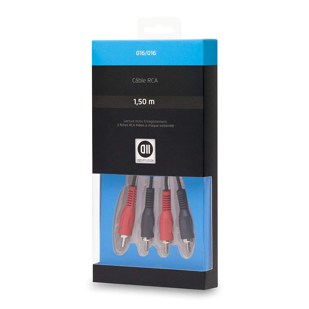 D2 Diffusion d2rca150 cavo 2 RCA maschio 1,50 m Connettori Oro Nero