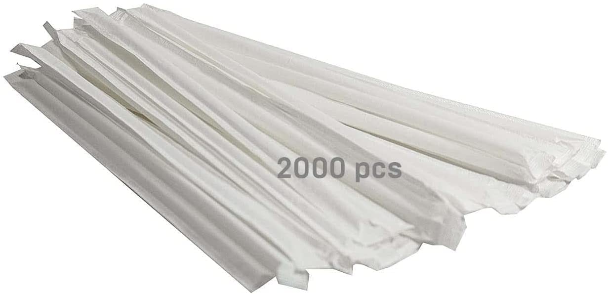 PerfectStix Plastic Straws Wrapped 2000 Pack - 8 inch Drinking Straw, Foodservice Disposable Straws, Bulk Set 2000CT