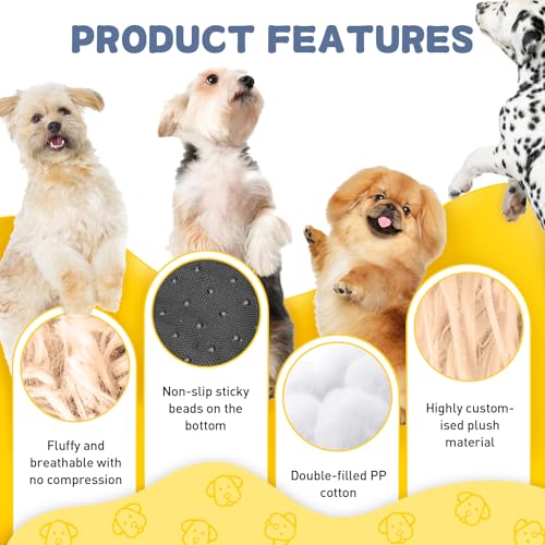 LUOJINYI Hundebett Flauschig, Hundekissen Rund Haustierbett Donut Katzenbett Waschbar mit rutschfestem Boden für große, mittelgroße & kleine Hunde, 60 cm, Kamel