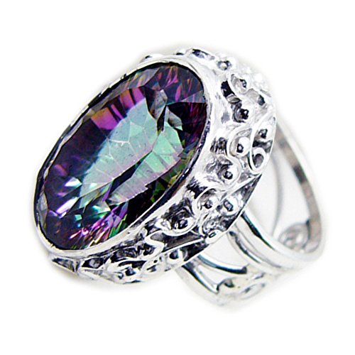 Bague argent quartz mystique ovale contre la monotonie du style