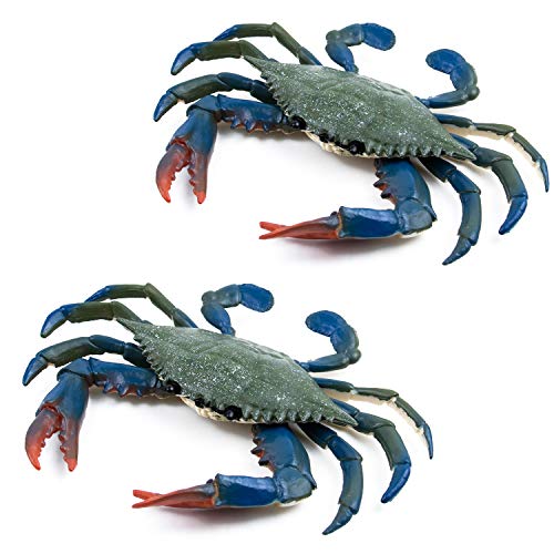 AUEAR, 2 cangrejos Artificiales de plástico para decoración de Animales Marinos y Criaturas de la Vida Marina, Color Azul