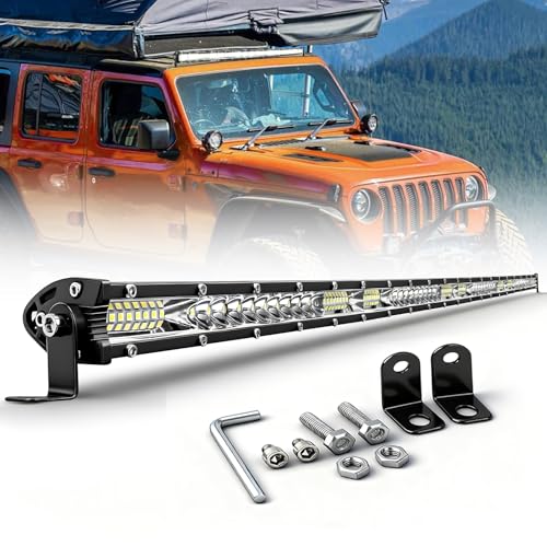 CO LIGHT 40 Inch Single Row Slim LED Light Bar IP68 Waterproof Off-Road Spot & Flood Combo Beam Super Bright Driving/Fog Light Fits Wrangler F150 SUV Polaris RZR ATV UTV