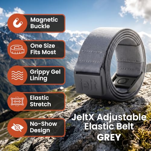 Image of JeltX Adjustable Elastic Belts for Men and Women, Non-Slip Stretch Belt with Magnetic Belt Buckle and Grippy Gel