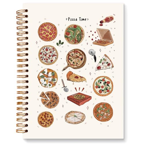 JXREQ Pizza Time Notebook, Pizza Food Lover Gifts Journal Notebook, Modern Trendy Italy Food Journal for Women, Aesthetic Office Supplies, Cute Aesthetic Spiral Notebooks 5.5x8.3