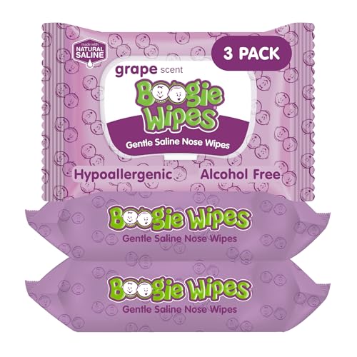 Boogie Wipes Saline Nose Wipes - 90 Count - Grape Scent, Hypoallergenic & Alcohol-Free - Allergy Relief - Made with Natural Saline, Aloe, Chamomile & Vitamin E - Diaper Bag Essential Boogie Wipes Saline Nose Wipes - 90 Count - Grape Scent, Hypoallergenic & Alcohol-Free - Allergy Relief - Made with Natural Saline, Aloe, Chamomile & Vitamin E - Diaper Bag Essential