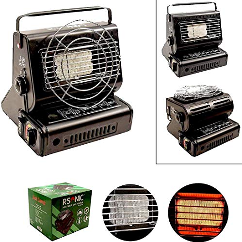 RSonic 90u00b0 drehbar tragbare Gasheizung | Keramik-Brenner, 1.3KW | Gasstrahler Heizung | Outdoor, Camping, Angeln Mini Heizer| (Gasheizung + 4 Stück Gaskartusche)