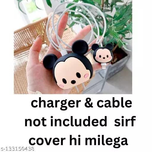 Image of Meyaar Silicone Protective Case for Apple 20W & 18W iPhone USB-C Adapter Charger, Cute Case for iPhone Charger 18W /20W (Cable Protector Not Included) (Minnie+Mickie)