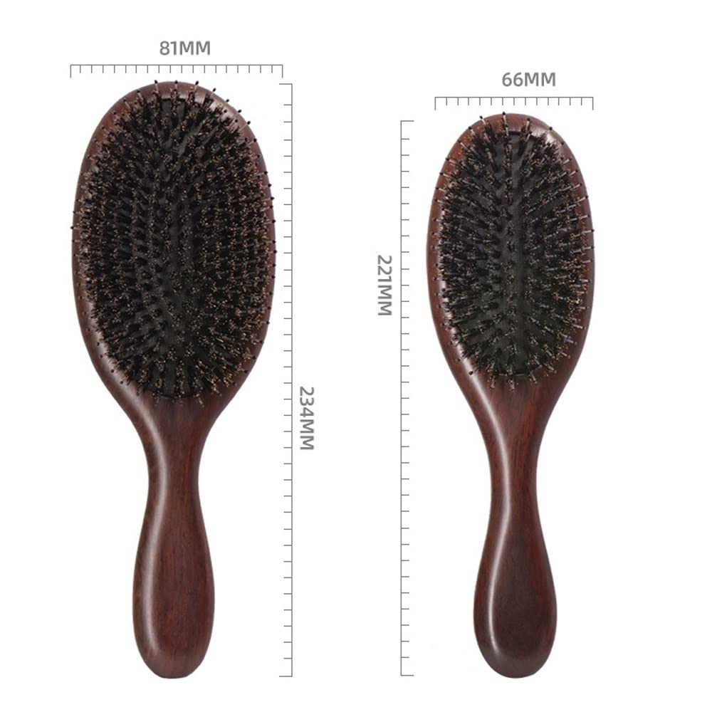 Cepillo de pelo de cerdas de jabalí para mujeres, hombres, niños, cepillo de cerdas de jabalí y nailon para cabello húmedo/seco, alisado, desenredante, restaura el brillo y la textura (tamaño