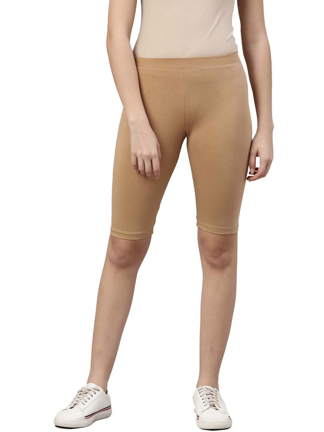 kryptic Women Solid Cotton Stretch Mid Rise Legging Shorts | Comfortable Slim Fit Activewear Bottoms for Gym, Yoga, Workout & Everyday Casual Wear-picture-47