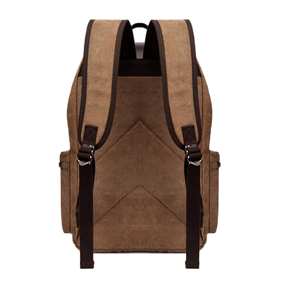 XINYASEE Zaino Canvas Vintage per Laptop,Zainetto Escursionismo Viaggio Borsa Unisex, Retrò Uomo Zaino Università Zainetto 14" Laptop Uomo Borse Viaggio Scuola Campeggio (caffè)