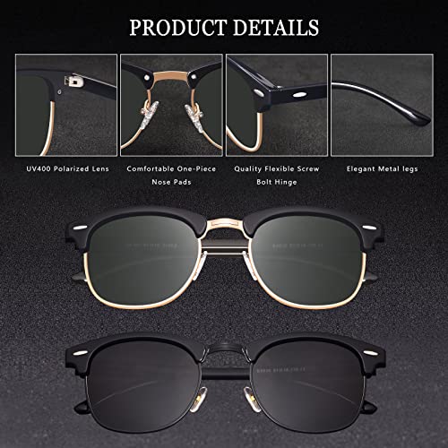 Classic Semi Rimless Polarized Sunglasses for Men Women Half Frame Retro Driving Sun Glasses NP10062
