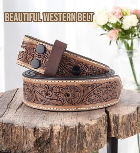 Image of F&L CLASSIC Western Belt without buckle for men - Full Grain Leather Cowboy Belts for jeans - One Piece Leather strap belt