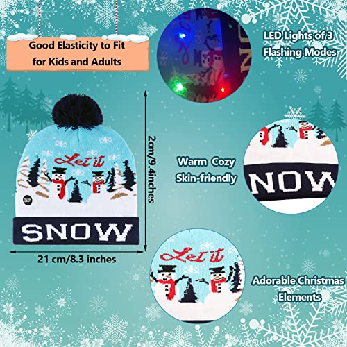 Echolife 4 Pack Led Christmas Hat With Novelty Crew Socks, Light Up Xmas Knitted Beanie Cap Sweater Hat Party Favors Novelty For Men Womens Teens (Red+Green) #TOP1