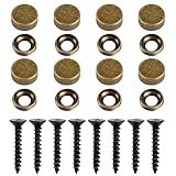 8Pcs Brass Decorative Screws with Caps, Decorative Bolts Upholstery Tacks Self Tapping Screw Decorative Cover Mirror Fixing Screw Covers for Furniture Cabinet Door Window Painting Mirror Fixing 12mm