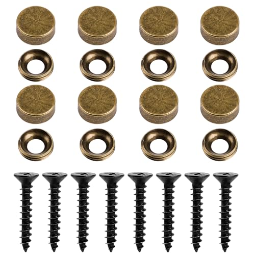 8Pcs Brass Decorative Screws with Caps, Decorative Bolts Upholstery Tacks Self Tapping Screw Decorative Cover Mirror Fixing Screw Covers for Furniture Cabinet Door Window Painting Mirror Fixing 12mm
