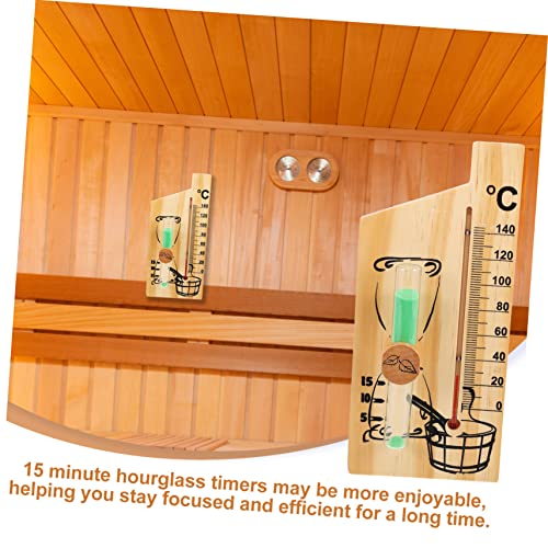Yardwe 3 Stück Sauna-Timer Desktop-Dekoration Schreibtisch-Timer Holzspielzeug Sanduhr Tischdekoration Sauna-Heizung Glasröhre Sanduhr Wiederverwendbare Sanduhr Sauna-Sanduhr – Bild 3