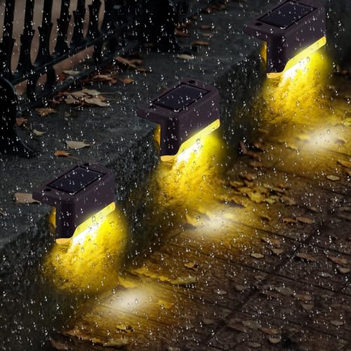 MAIXI Solar Deck Lights Outdoor, 4 PCs LED Solar Fence Lights Waterproof, Garden Decorative Solar Step Lights, LED Solar Lights for Patio Porch Stairs Yard Driveway Pathway (Warm White, 16-Pack) by MAIXI - Image 6