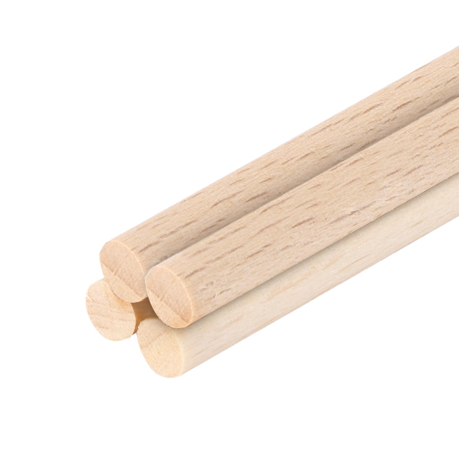 sourcing map Wooden Dowel Rods,6mmx400mm Round Wooden Rod Unfinished Solid Wood Sticks Crafts Wand for Arts Decoration, Craft and DIY Projects Wand,Pack of 4