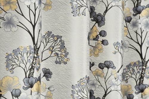Image of Floral Patch Semi-Sheer Curtains for Window 5 Feet, Pack of 2, Grey