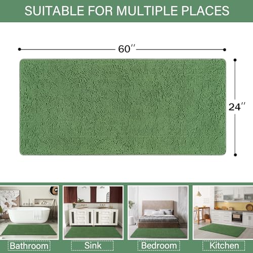 LOCHAS Luxury Bathroom Rug Shaggy Bath Mat 24 x 60 Inch, Green by LOCHAS - Used condition - Image 2