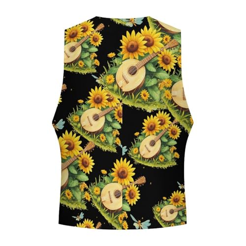 Dragonfly Sunflower Banjo Men's Suit Vest Slim Fit Business Dress Party Pattern Waistcoat Vest Top4