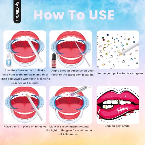 Image of CiikDux DIY Tooth Jewelry Kit - 770 Crystals, 12 Shapes Bedazzle Gems, Teeth Jewelry Starter Set (Pack of 2)
