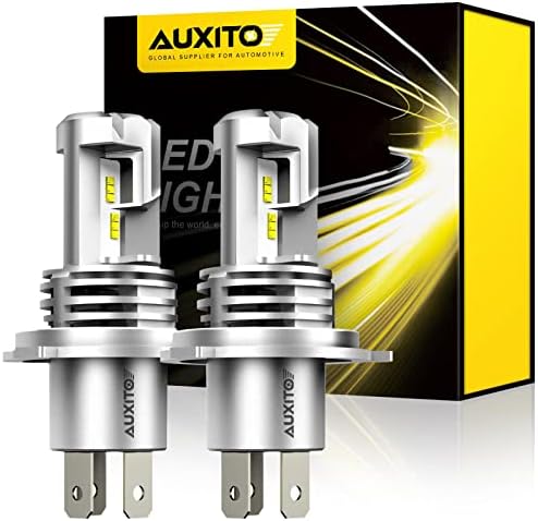 AUXITO H4 9003 HB2 LED Light Bulbs, 12000LM Per Set 6500K Xenon White for Halogen Bulbs Replacement, Plug and Play, Pack of 2