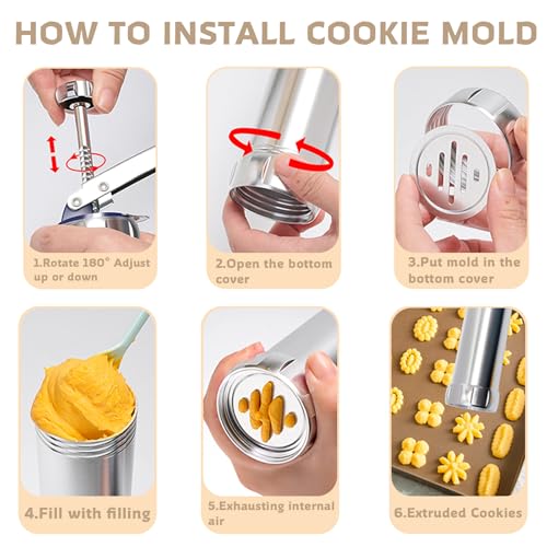 MAJCL Cookie Press Gun & Cookie Maker Machine - Spritz CookiePress Kit with 20 Discs & 4 Piping Tips | Cheese Press for Baking & Cake Decorating, Perfect for Thanksgiving Christmas by MAJCL - Image 4