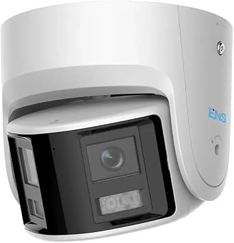 ENS SIPSP4MASBR/4-H2 4MP Panoramic AcuSense Fixed Turret Network Camera, 2 1/2.5 4MP CMOS Sensor, 2.8mm Fixed Dual Lens, 130dB True WDR. Built-in Mic and Speaker, 12V DC/PoE, IP67