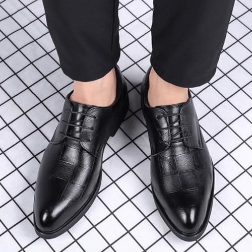 Mens Evening Oxford Dress Shoes Genuine Leather Lace Up Cap Toe Non Slip Rubber Sole Low Top Uniform Comfortable Professional2