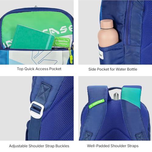Image of uppercase Campus School Backpack | Well-Padded, Double Compartment with File Sleeve, Organizers, Side Bottle Pocket | For Boys & Girls | 500 Days Warranty