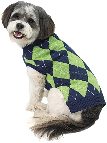 Petrageous Designs Alex?S Argyle Sweater - Navy/Lime - X-Small