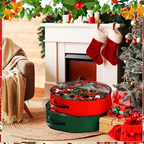 image for Aliceset 4 Pack Wreath Storage Containers, Christmas Garland Storage B