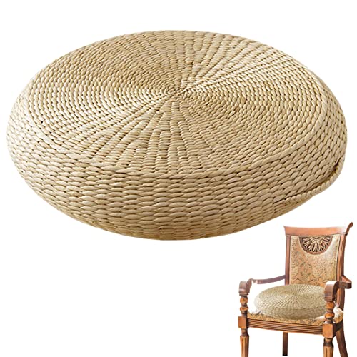 DEYROS cojín futón, cojín Paja Estilo japonés, Asiento Tejido Paja Redondo, Almohada Tatami...