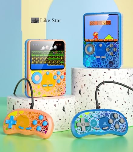 Image of Like Star G6 Video Game for Kids 666 in 1 Retro Game Box with 3.5 in Display & A Power Bank Feature of 6000 mah Battery for 2 Player, Can Play On TV, Games Like Contra, Tank Etc. (Pink Blue)