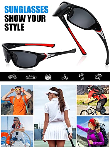 Image of Frienda 6 Pack Polarized Sport Sunglasses for Men Multipack Fit over Glasses Pack Lot Set Men's Sport Fishing Eyeglasses