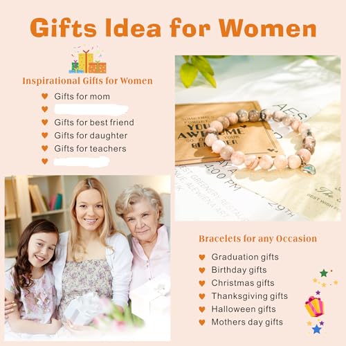 VICKHU Inspirational Gifts for Women Natural Stone Heart Butterfly Bracelet for women Unique Small Gifts for Birthday Mothers day Thanksgiving Christmas Valentine's Day Teacher Appreciation Gifts.4