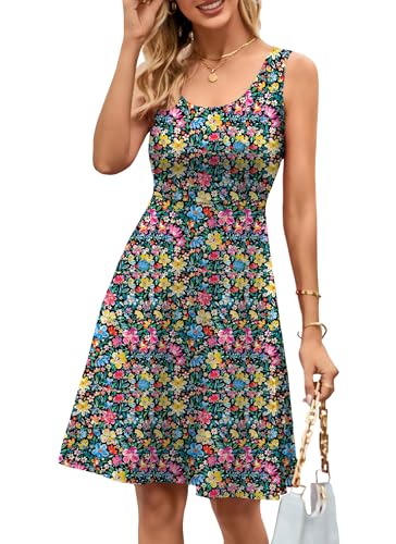 Herou Summer Beach Floral Dresses for Women Sleeveless Flower-33 X-Large