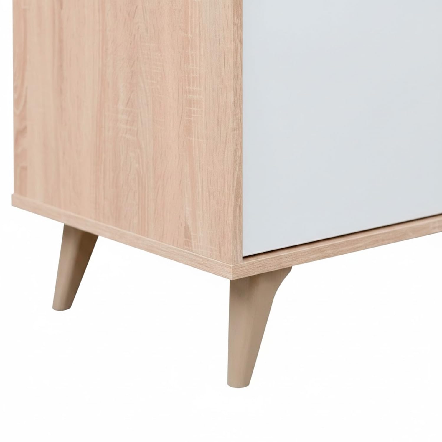 Credenza 3 Ante Con Apertura Push Madia Mobile Contenitore Moderno Con 6 Ripiani Interni Per Soggiorno Sala Da Pranzo Ingresso E Camera Da Letto Stile Nordico 154 x 40 x 75 Cm Rovere E Bianco